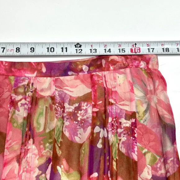 Jones New York Silk Chiffon Pink Floral Skirt 35"W Flowy Fairy Romantic Feminine - Picture 10 of 12